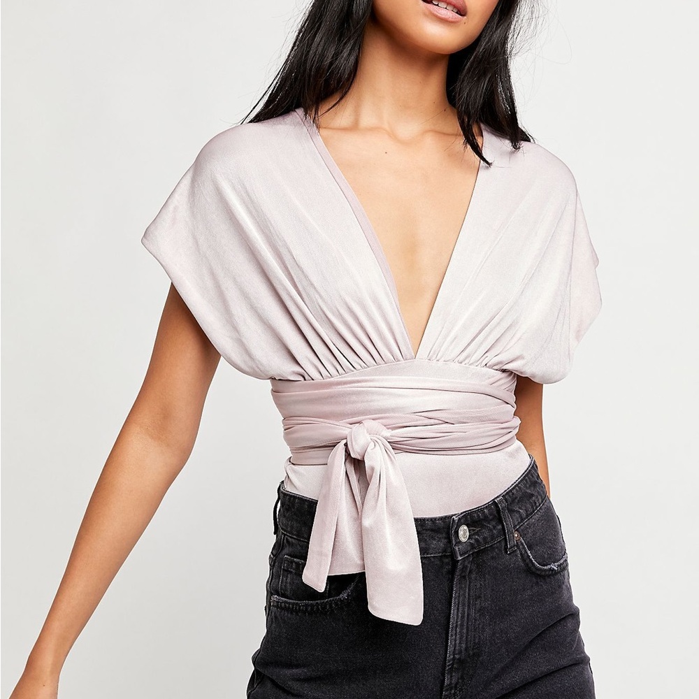 Elegant Wrap Bodysuit in Light Pink